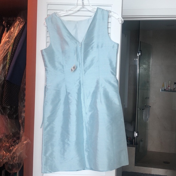 NWT Talbots Kids sz 3 100% silk blue/white dress - Picture 2 of 5